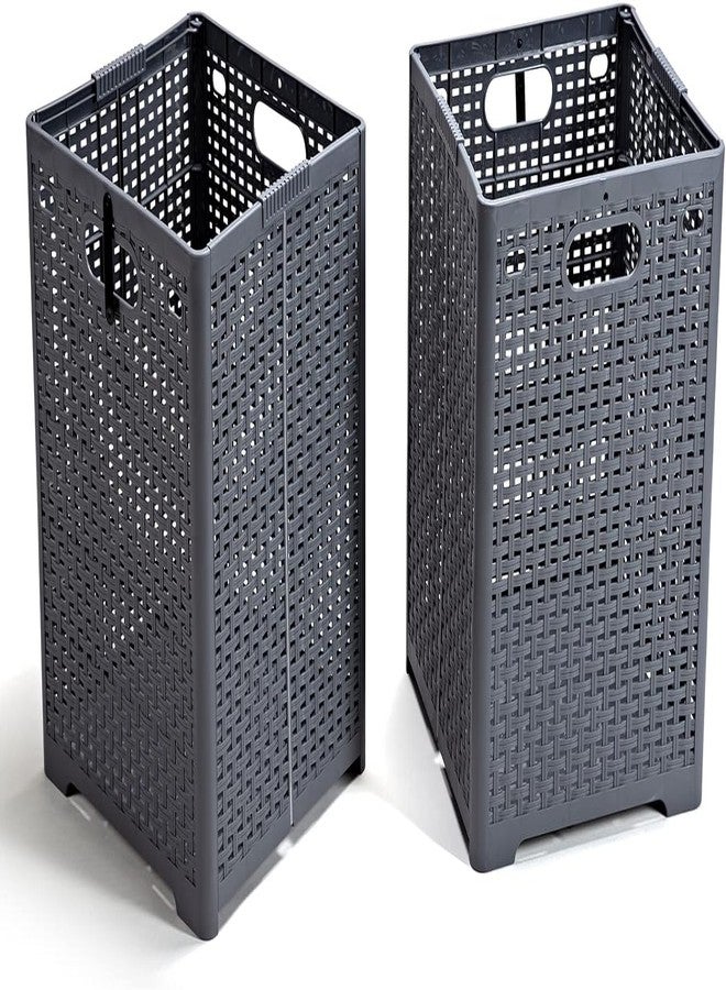 Ndola 42L Collapsible Plastic Laundry Baskets,Foldable Laundry Hamper,Pack of 2 (Grey) - Image 1